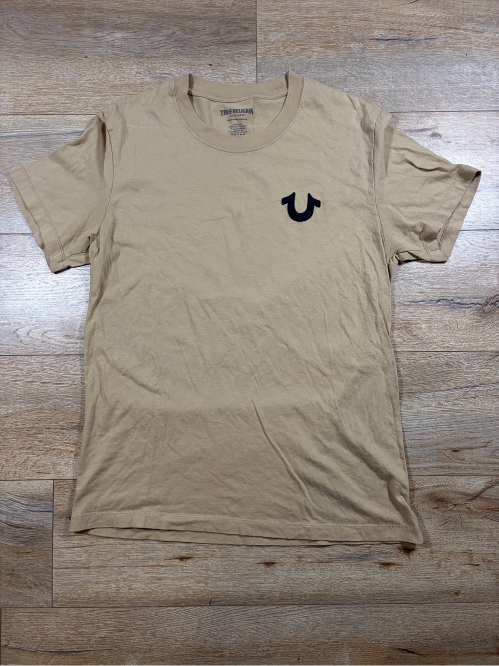 True Religion Beige Short Sleeve Logo Tee